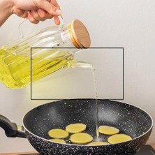 Mi-Ça Home Borosilikat Cam Bambu Vakum Kapak Pinterest Mutfak Yağdanlık Sürahi Seti – 1000ML