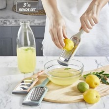 Mi-Ça Home 3'lü Kaydırmaz El Rendesi Seti 3 Fonksiyonlu Rende Takımı - Rende, Doğrama, Soyma - Pratik El Rendesi