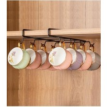 Mi-Ça Home Alper Banyo Siyah Metal 10 Kancalı Fincan Kupa Bardak Askısı Dolap Içi Kancalı Fincan Askılığı