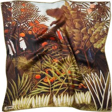 Silqoora %100 Ipek Bandana Fular Art Collection (55X55 Cm)-Henri Rousseau (Tropikal)