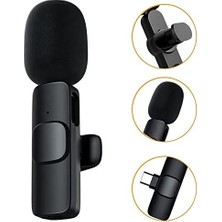 Daisy Home Type-C 2 Adet Mikrofonlu Tek Alıcılı Kablosuz Cep Telefonu Için USB C Girişli Gürültü Önleyicili Profesyonel Dış Mekan Vlog Canlı Yayın Youtuber Yaka Mikrofonu Siyah