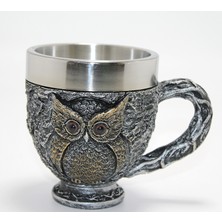 Cm Store 3D Kabartmalı Baykuş Büstü Paslanmaz Çelik Kupa Bardak