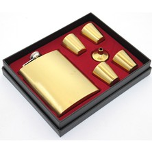 Cm Store Paslanmaz Çelik 4 Shot Bardaklı Matara Seti Gold