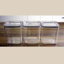 Mi-Ça Home 1 L Kare Vakumlu Kap Kuru Gıda Baklagil Saklama Üçlü Hava Almayan Un Tahıl Erzak Koyma Kutu (1)