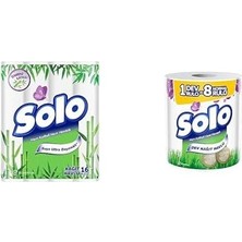 Mi-Ça Home Solo Kağıt Havlu Bambu Katkılı 16'lı + Solo Kağıt Havlu Akil'li Seçi Mler Dev Rulo 1=8