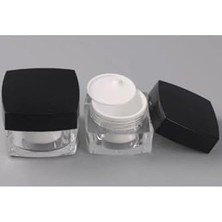 Daisy Home 5 ml Krem Kavanozu,kozmetik Kutusu, Siyah Kapaklı Akrilik Krem Kutusu 2 Li Set,beyaz