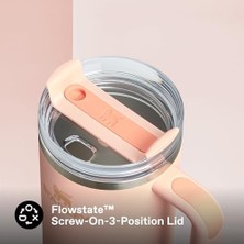 Mi-Ça Home Stanley Quencher Pipetli Termos Bardak, Pastel Turuncu (Orange Cream), 1.18 Litre