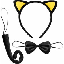 Cm Store Sarı Kulaklı Kedi Kostüm Seti – Taç, Papyon, Kuyruk