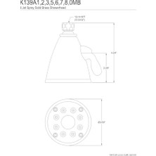 Mi-Ça Home K139A2 Tasarımcı Trimscape Showerscape Jet Sprey Duş Başlığı, Parlak Pirinç 3,63 x 3,63 x 4,75