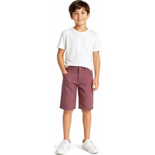 Kids Wear Erkek Çocuk Fermuar Kapamalı Cepli Bordo Renk Kumaş Şort