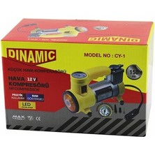 Cm Store Oto - Araç Hava Kompresörü Kamyon - Otobüs - DC/12V-13.5V - 15AMP - 150PSI - Bar Gösterge - LED Aydınlatma Cy-1  (5067)