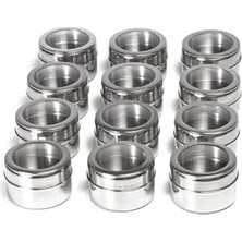 Mi-Ça Home 12LI Mıknatıslı Kaliteli Çelik Baharatlık Takımı CIN114-12