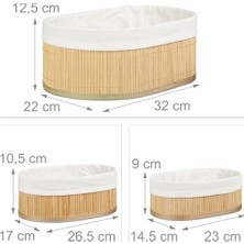 Daisy Home 3'lü Bambu Sepet Seti: Çok Amaçlı Ekmek Sepeti ve Banyo Mutfak Organizeri (Oval)