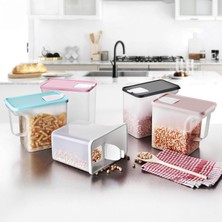 Daisy Home Şeffaf Mutfak Erzak Kabı Kapaklı Hava Geçirmez Kolay Boşaltma Bakliyat Saklama Kabı Düzenleyici 2450CC (Asorti)
