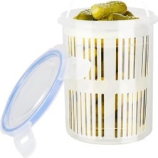 Daisy Home Zeytinlik ve Turşuluk Saklama Kabı – 1,5 Lt Süzgeçli, Contalı ve Klipsli Kapaklı Saklama Kabı, Hava ve Sıvı Geçirmez, Zeytin, Turşu ve Gıda Saklama Kabı