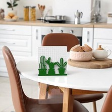 Mi-Ça Home Kaktüs Temalı Yeşil Metal Peçetelik
