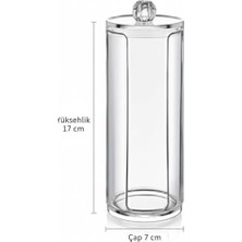 Daisy Home Şeffaf Kapaklı Akrilik Tekli Pamukluk Organizer – 17 cm Silindirik Makyaj Pamuğu Saklama Kutusu, Hijyenik ve Şık Düzenleyici