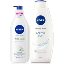 Daisy Home Creme Soft Kremsi Dokunuş Duş Jeli 750ML ve Aloe Vera Derinlemesine Nemlendirici Vücut Losyonu 400ML