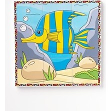 Daisy Home Manyetik Blok Çift Taraflı 9 Parçalı Mıknatıslı Melek Balığı - Balon Balığı Puzzle - 2 Görsel Yapboz