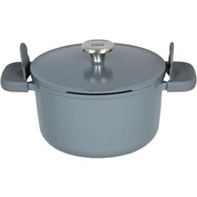 Daisy Home Leo Phantom Kapaklı Yapışmaz Derin Tencere 24 cm Smoked Grey