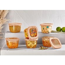 Mi-Ça Home Vip Ahmet Kumsal Kare Saklama Kabı, Şeffaf Bakır 6X550 ml