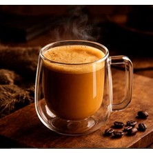 Mi-Ça Home Çift Cidarlı Borosilikat Cam Kupa, Kulplu, Şeffaf, 250ML,