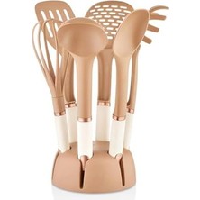 Daisy Home 6 Parça Lüks Servis Seti Standlı, Bakır, Kumsal