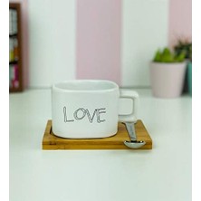 Mi-Ça Home Giftmoda Love Tasarımlı Ahşap Standlı Kupa