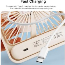 Daisy Home Şarjlı Taşınabilir Sessiz Masa Vantilatörü, 1 Adet, 180° Ayarlanabilir, 5 Hız, LED Göstergeli, Type-C Şarj Edilebilir, Portatif Mini Fan