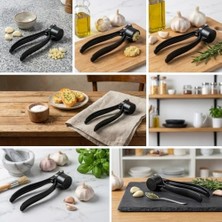 Mi-Ça Home Deconox Paslanmaz Metal Döküm Sarımsak Ezici ve Presi – Ergonomik Saplı Profesyonel Sarımsak Kırıcı, Kolay Temizlenen Ağır Döküm Gövde (15.5 Cm, Mat Siyah)