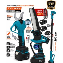 Optivex 21V 3AH 50MM Budama Makası Kömürsüz Testere Teleskobik Kol