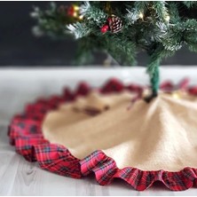 Daisy Home Yılbaşı Ağaç Eteği Jüt Kırmızı Ekose