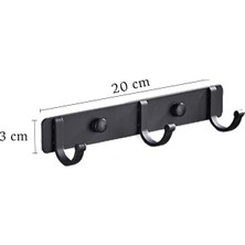 Daisy Home Kendinden Yapışkanlı Alüminyum 3'lü Askılık Mat Siyah