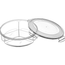 Daisy Home -3 Bölmeli Sızdırmaz Contalı Kilitli Kapaklı 1,35 Litre Yuvarlak Erzak Saklama Kabı LC-500