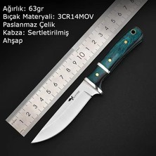 Daisy Home 3CR14MOV Paslanmaz Çelik Av Bıçağı – Ahşap Saplı, Kılıflı Kamp ve Bıçağı Yeşil