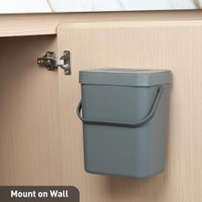 Daisy Home Eko Pure Mini Duvara Monte Kapaklı Mutfak Çöp Kovası, Yiyecek Atıkları Caddesi, 1,32 Gall / 5 L (Gri)