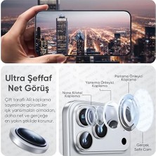 Daisy Home 16 Pro-16 Pro Max ve 17 Pro-17 Pro Max ile Uyumlu Orijinal Safir Cam (%99.9 Saflıkta Gerçek Safir) Cihazın Kendi Lensleri ile Aynı Materyal Lens Koruyucu Kamera Camı (Gümüş)