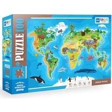 Daisy Home Blue Focus 100 Parça - Anımal World Map (Hayvan Dünya Haritası)