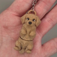 Brand House Golden Retriever Köpek Anahtarlık 3D Flexi Çok Renkli Sevimli Çanta Süsü Bag Charm Hediyelik