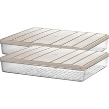 Daisy Home - Nora 2'li 2.5 Litre Büyük Boy Açık Gri Saklama Kabı