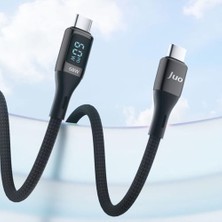 Daisy Home Juo 60W Dijital LED Ekranlı Örgülü USB Type-C To Type-C Hızlı Şarj ve Data Kablosu 2 Metre