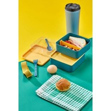 Daisy Home 2 Katlı Yeşil Kare Mikrodalga Uyumlu Yemek Saklama Kabı Beslenme Kutusu Sporcu Öğrenci Okul Işyeri Sefer Tası