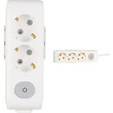 Daisy Home Viko 2li Anahtar-Topraklı Ç.k Klemensli Priz, Beyaz + 3lü Anahtar-Topraklı Kablolu Ç.k 2m Priz