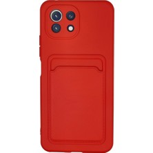 İlk El Grup Xiaomi Mi 11 Lite Kılıf Kelvin Kartvizitli Silikon - Kırmızı