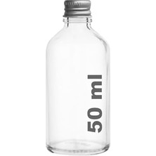 Daisy Home Afracam 50 cc Gümüş Metal Kapaklı Hediyelik Shot Şişesi 50 ml Kolonya Koku Süs Küçük Şeffaf Cam Şişe 6 Adet