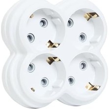 Daisy Home 4lü Fiş, Dörtlü Topraklı Priz Çoklayıcı Fiş, Beyaz Renk, 16A 250 Volt, Max 3600 Watt