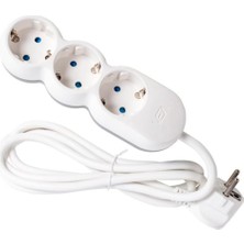 Daisy Home 3lü 1.5 Metre Grup Priz Uzatma Kablosu, Çocuk Korumalı, Topraklı Priz - 3500 Watt, 10 Amper, Beyaz Renk (1,5 Metre)