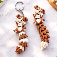 Brand House Uzun Kuyruk Köpek Anahtarlık 3D Flexi Mini Renkli Sevimli Çanta Süsü Bag Charm Hediyelik