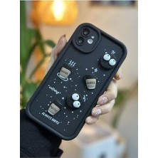 Daisy Home 11 Tasarımlı Siyah Coffee Kurabiye Yumuşak Silikon Kamera Korumalı Kılıf