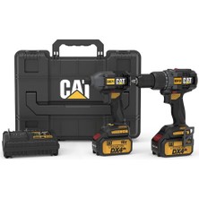 Daisy Home Cat DX12K.2 18 VOLT/4.0AH Li-Ion Çift Akülü Kömürsüz Profesyonel Şarjlı Darbeli Matkap + DX71.2 Kömürsüz Darbeli Tornavida Kombo Set
